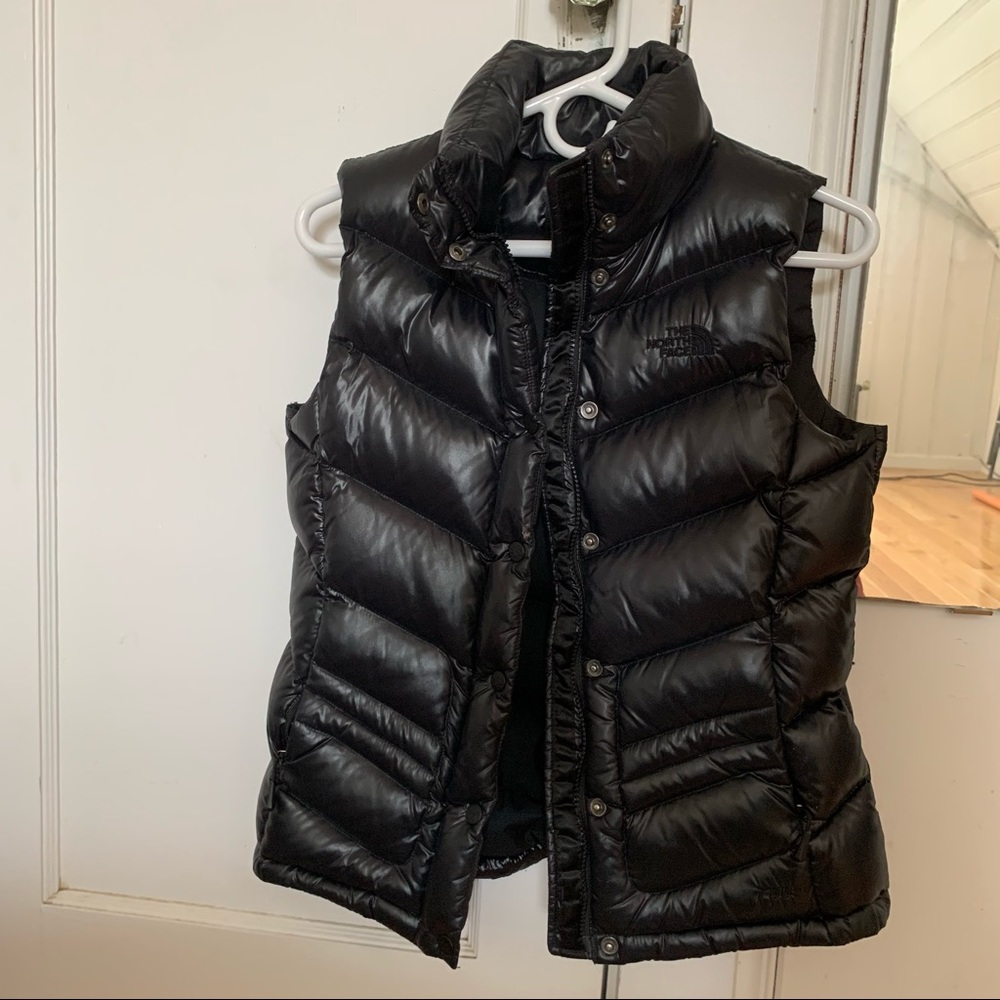 North Face goose down puffer vest black